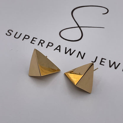 6.6g 14K Yellow Gold Geometric Triangle Earrings