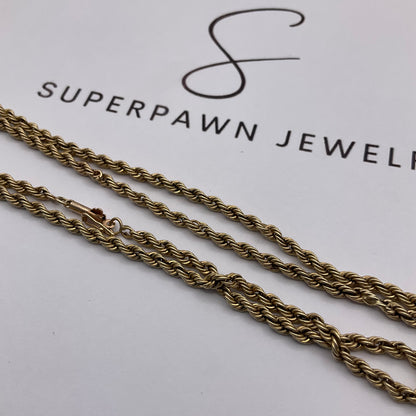 17.6g 14K Yellow Gold Rope Chain Necklace