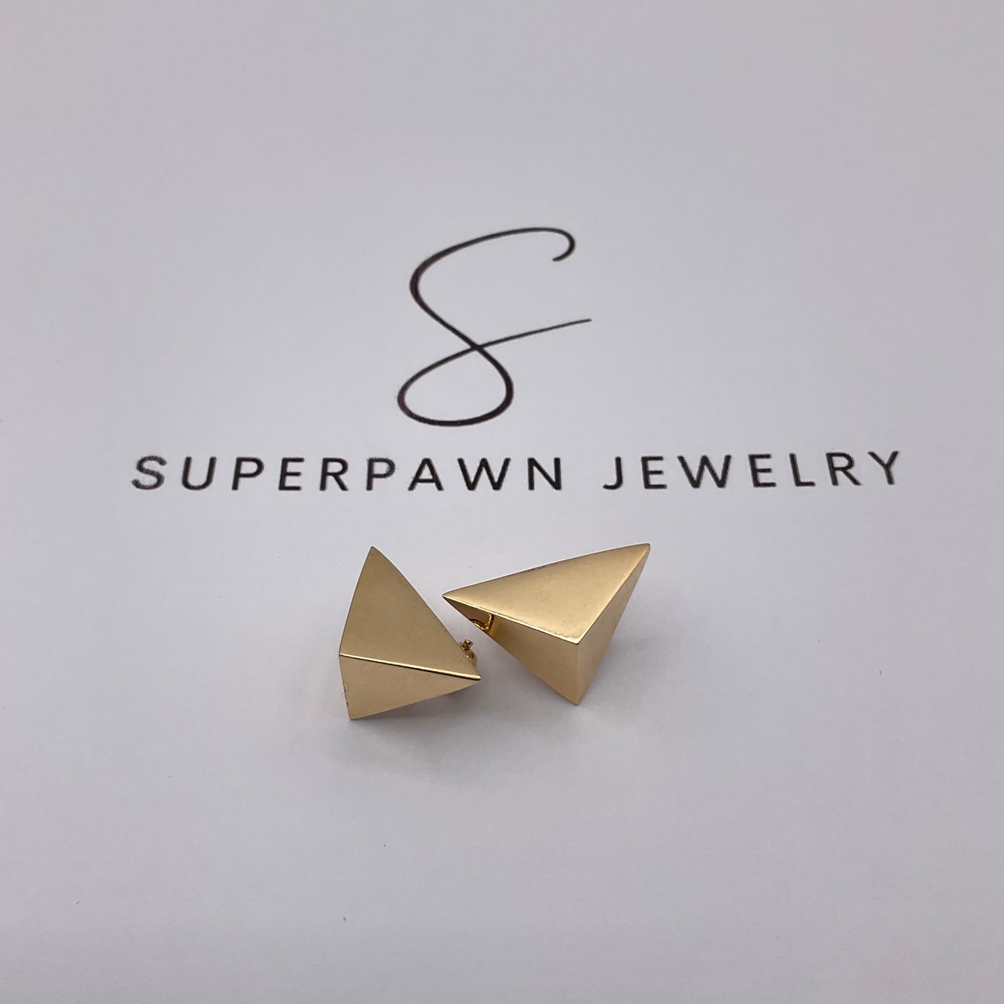 6.6g 14K Yellow Gold Geometric Triangle Earrings