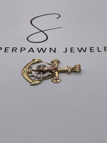 3.3g 10K Tri Tone Mariner’s Crucifix Pendant