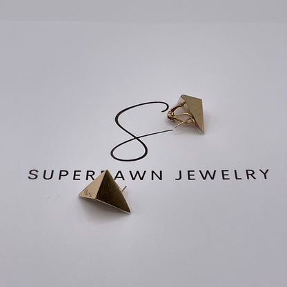 6.6g 14K Yellow Gold Geometric Triangle Earrings