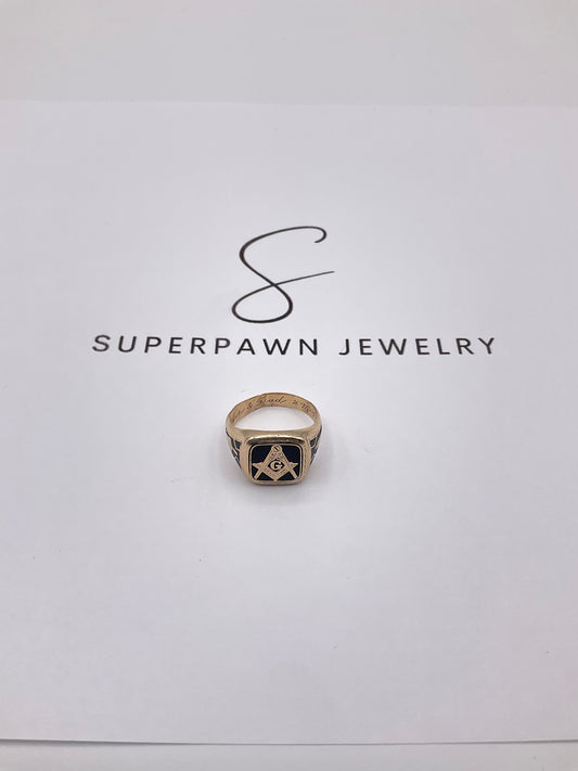 13.1g 14K Yellow Gold Masonic Size 9.5 Ring