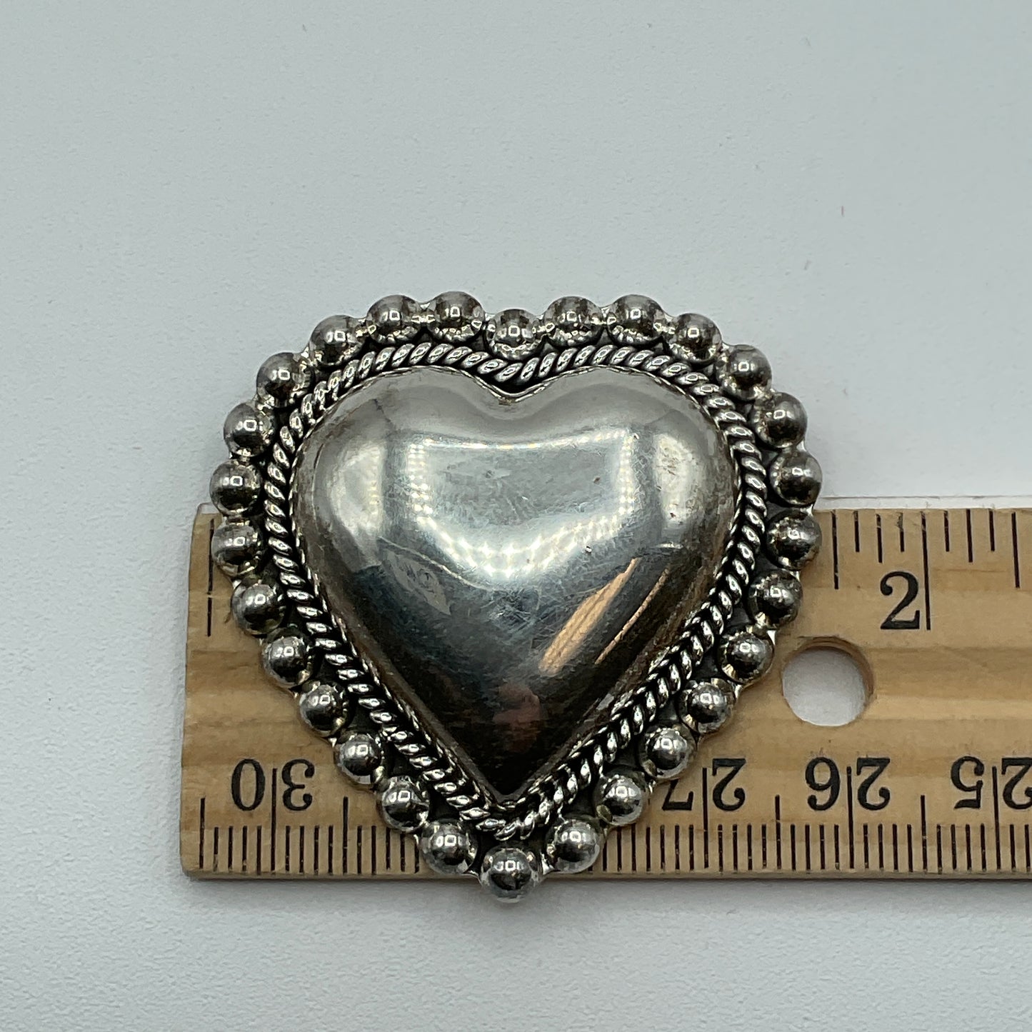 20.6g .925 Sterling Heart Pendant/Brooch 1.75"