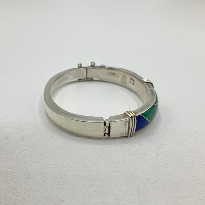 24.2g .970 Sterling Bangle Lapis/ Malachite