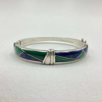 24.2g .970 Sterling Bangle Lapis/ Malachite