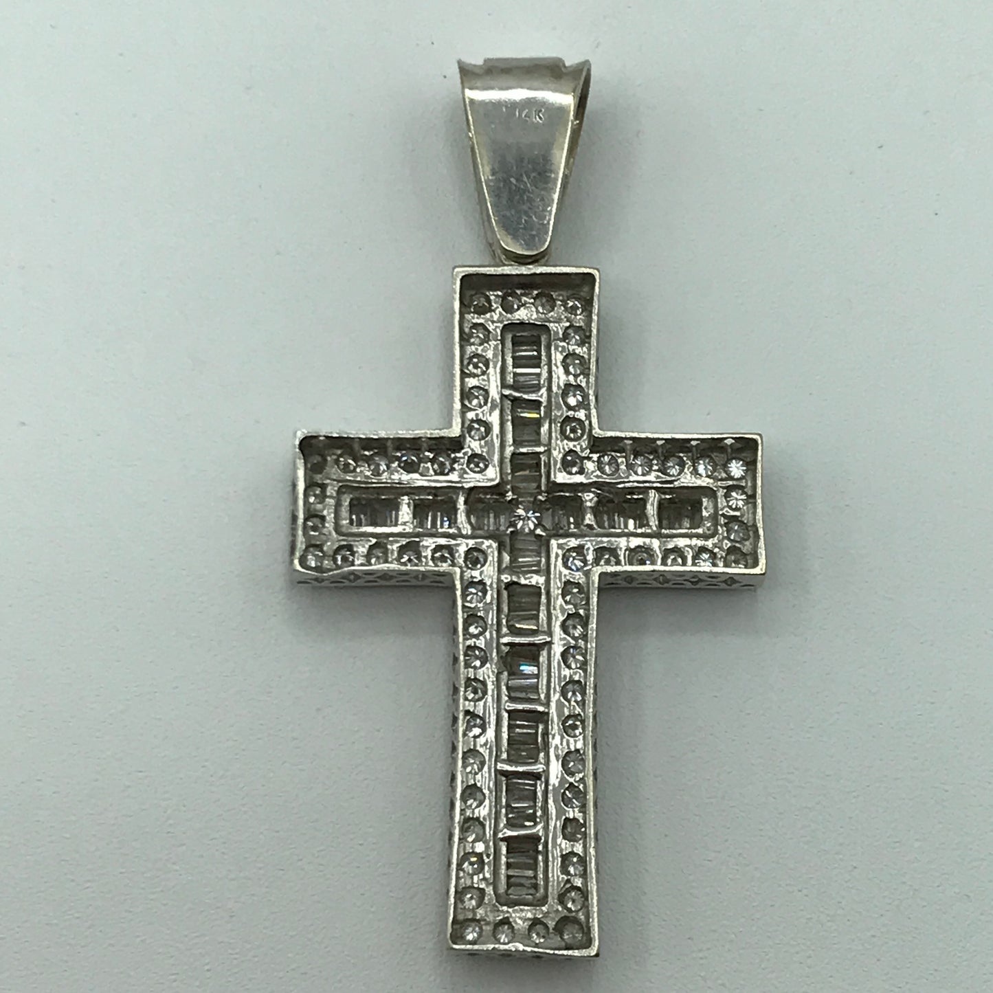 17.1g 14k White Gold Diamond Cross