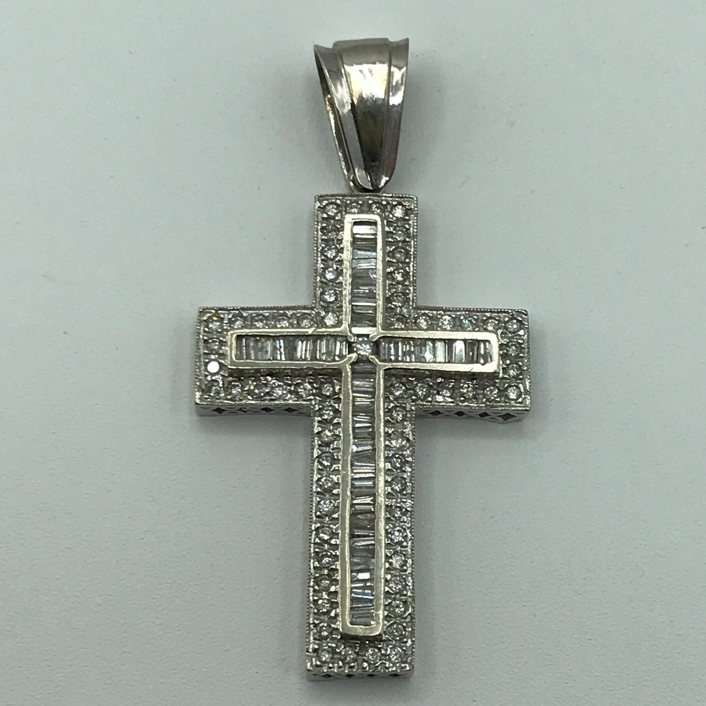 17.1g 14k White Gold Diamond Cross