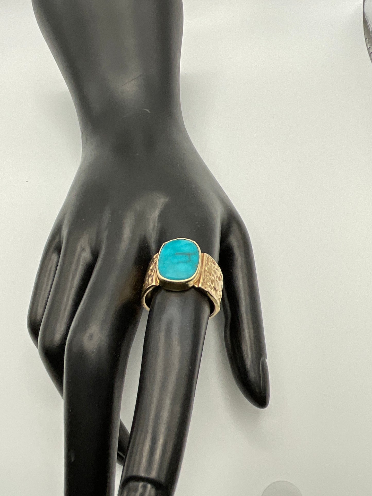 15.3g 14k Yellow Gold Turquoise Ring Size 10