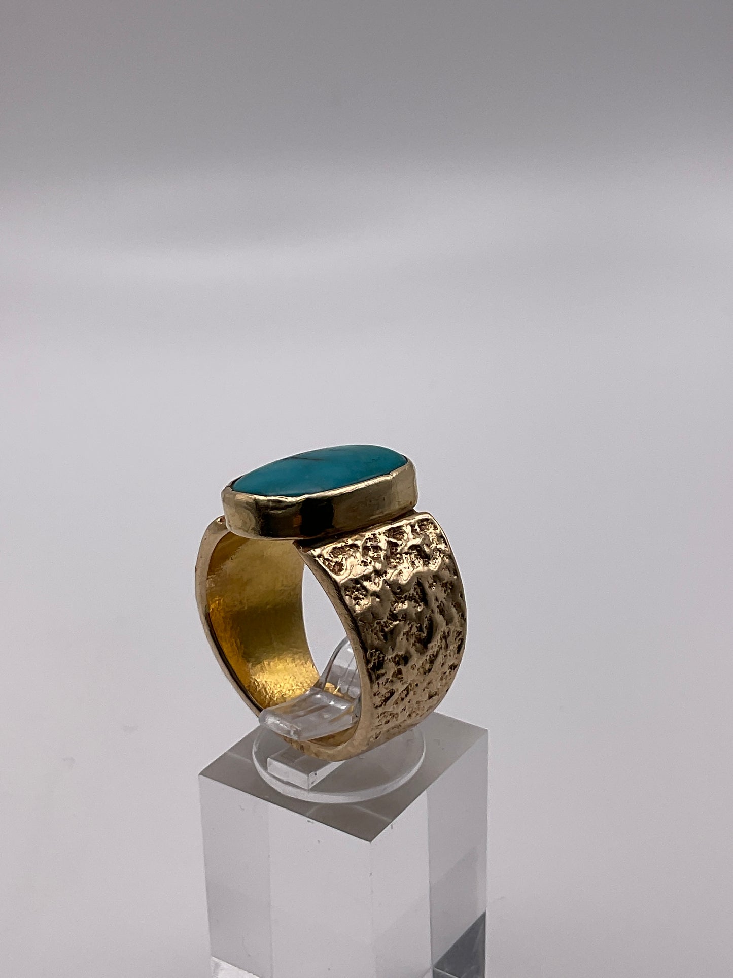 15.3g 14k Yellow Gold Turquoise Ring Size 10