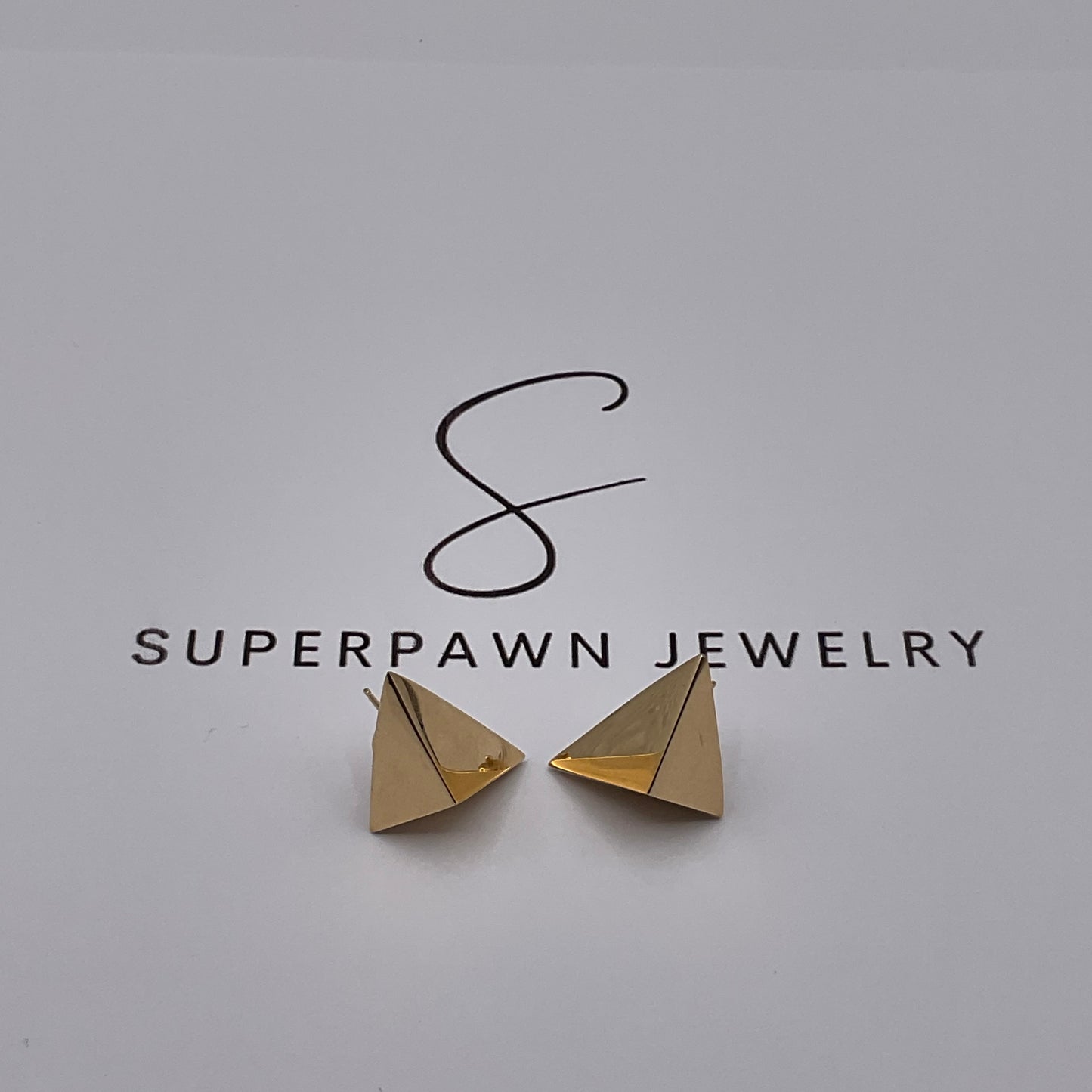 6.6g 14K Yellow Gold Geometric Triangle Earrings