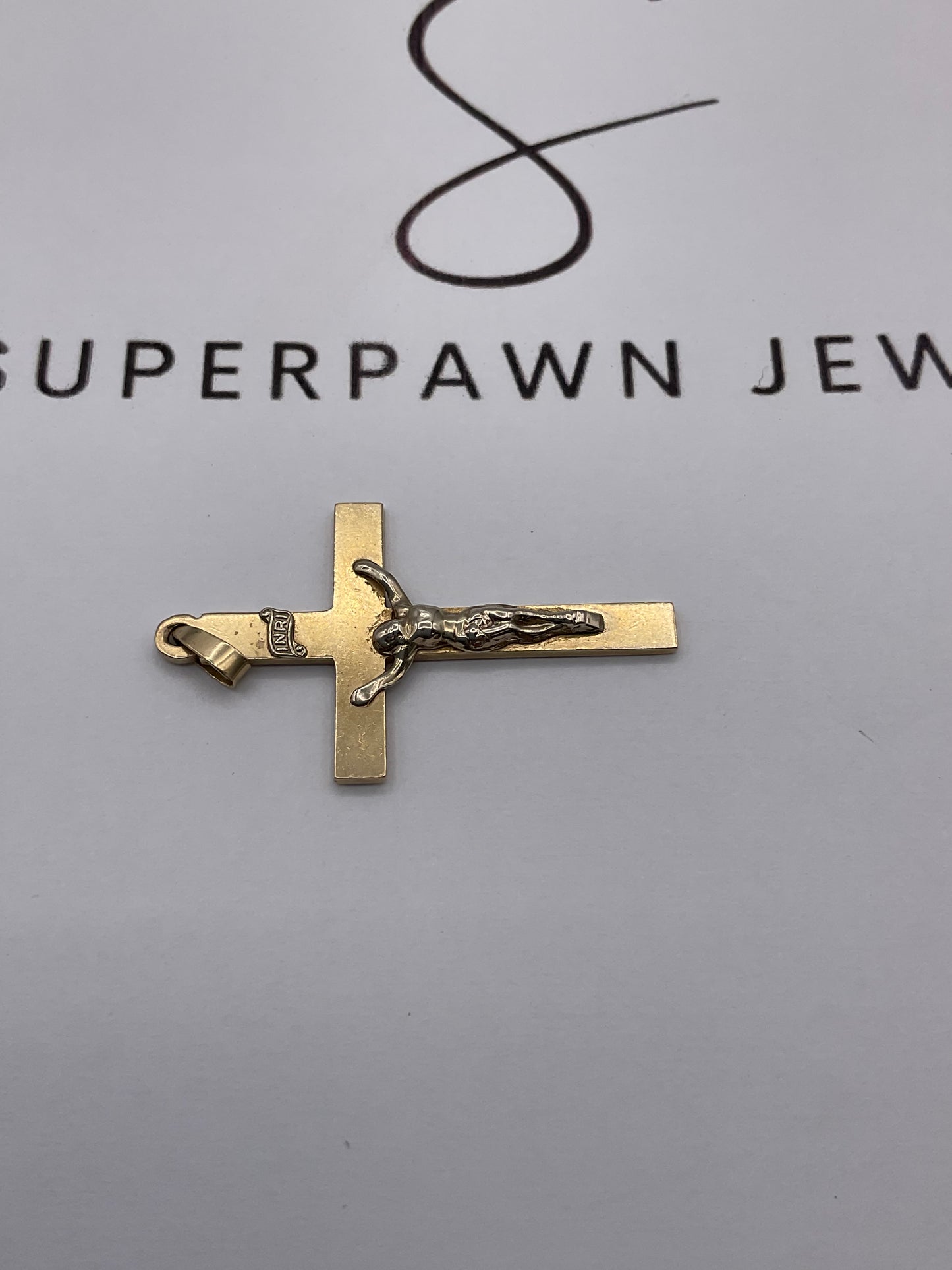 3.5g 14k Yellow Gold Inri Crucifix Pendant