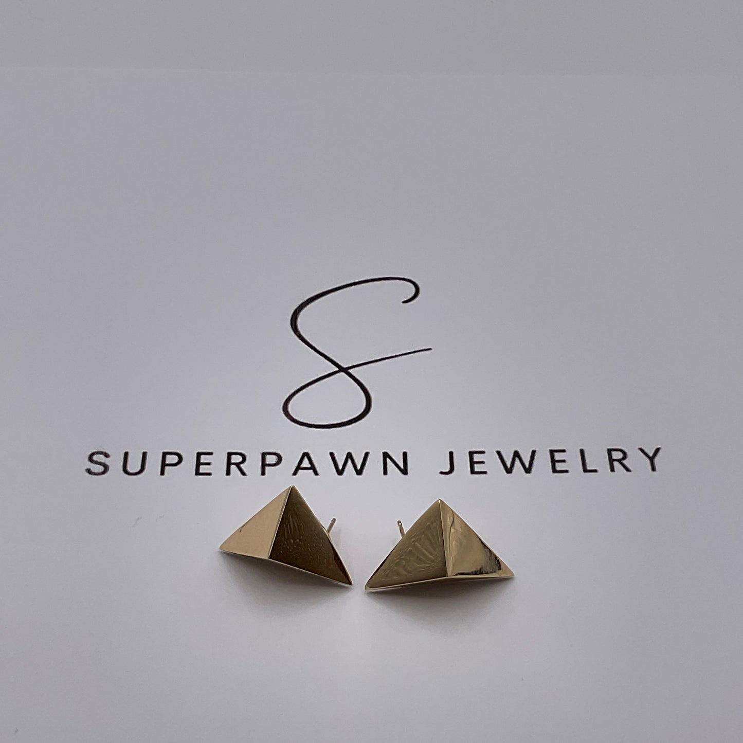 6.6g 14K Yellow Gold Geometric Triangle Earrings