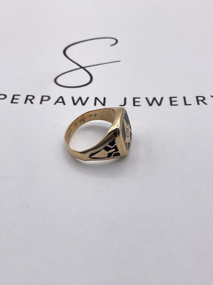 13.1g 14K Yellow Gold Masonic Size 9.5 Ring