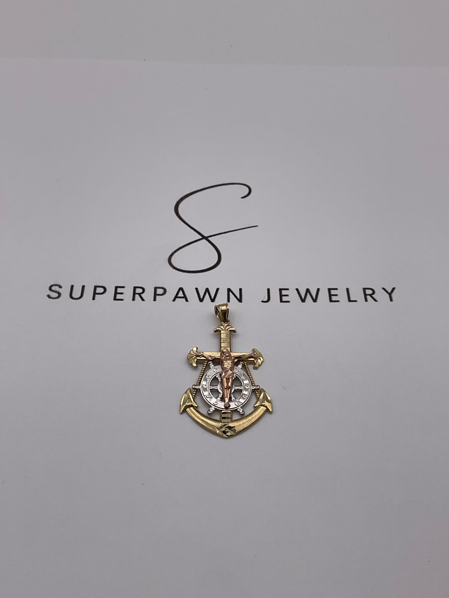 3.3g 10K Tri Tone Mariner’s Crucifix Pendant