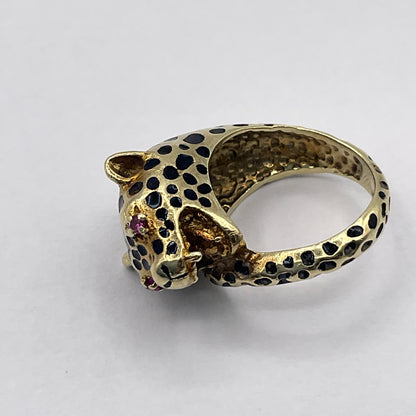 8.4g 18K Yellow Gold Cheetah Ring Size 3.5