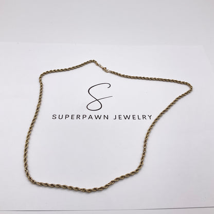 17.6g 14K Yellow Gold Rope Chain Necklace