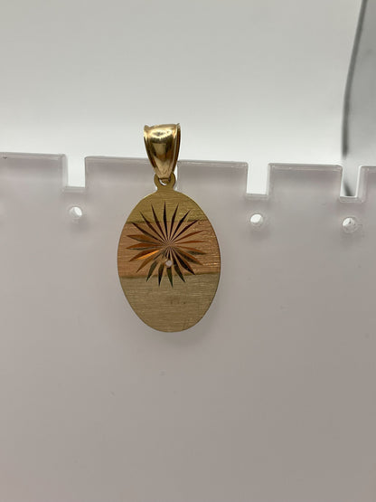 14k Tri Color Oval Pendant 1.9g