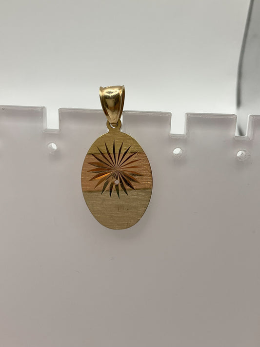 14k Tri Color Oval Pendant 1.9g