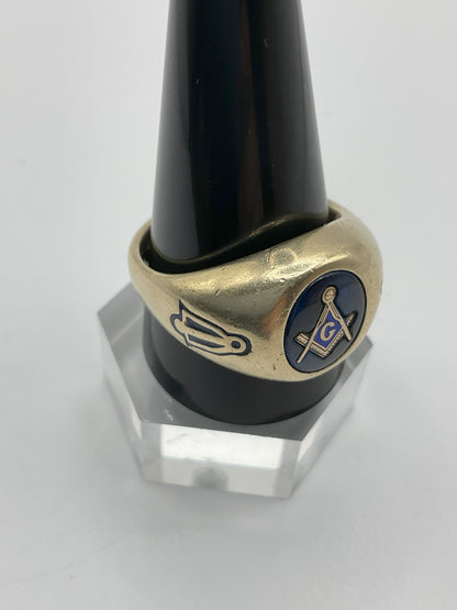 13.0g 10k Yellow Gold Masonic Ring Size 12