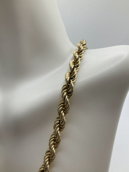 49.5g 14k Yellow Gold Rope Chain 34" 7mm