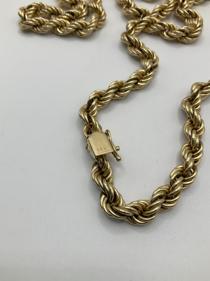 49.5g 14k Yellow Gold Rope Chain 34" 7mm