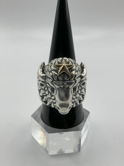 57.1g .925 Sterling King Baby Buffalo Ring Size 11.5