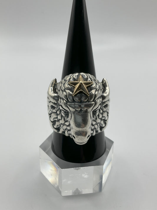 57.1g .925 Sterling King Baby Buffalo Ring Size 11.5