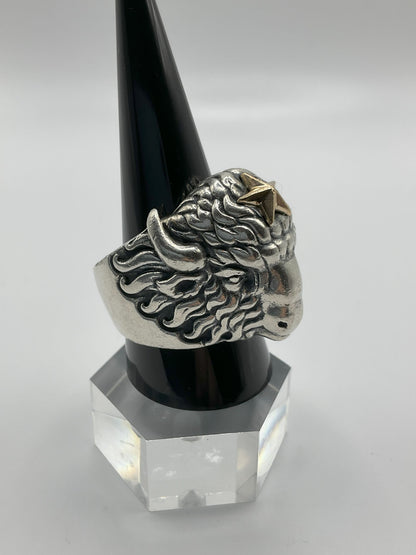 57.1g .925 Sterling King Baby Buffalo Ring Size 11.5