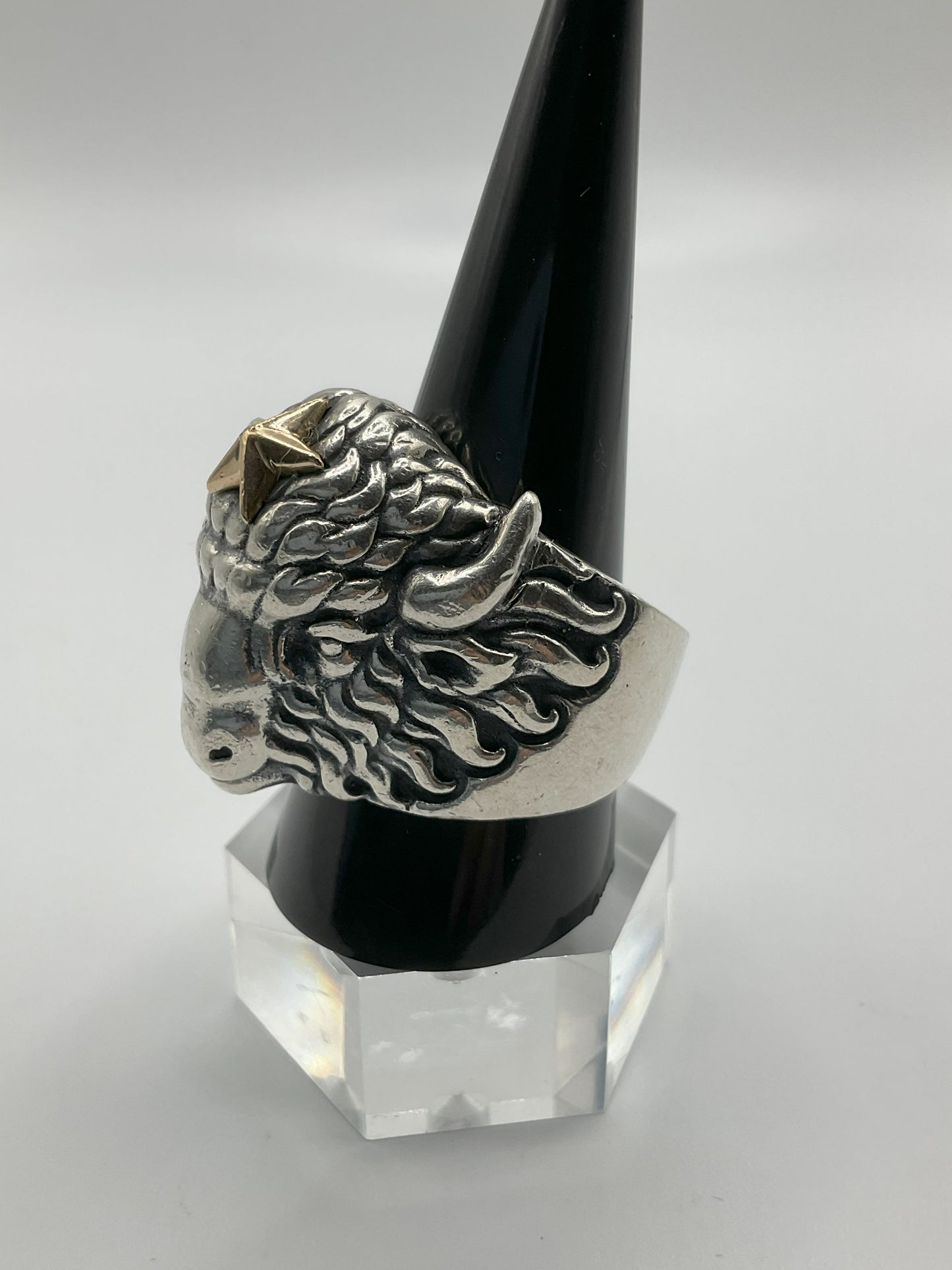 57.1g .925 Sterling King Baby Buffalo Ring Size 11.5