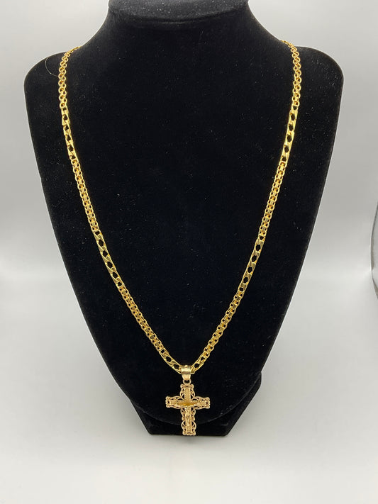 20.5g 14k Yellow Gold Necklace/Cross 24"