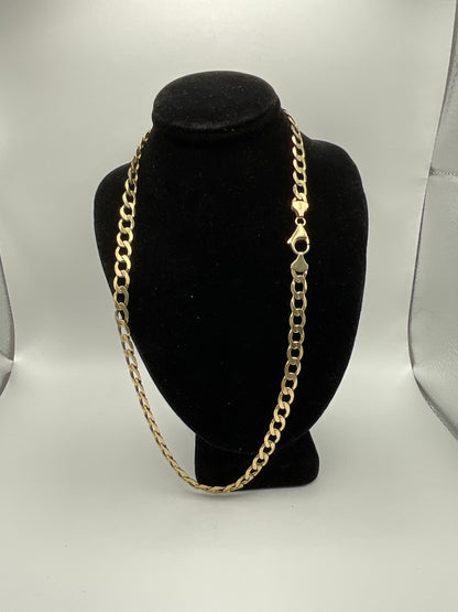 27.2g 10k Yellow Gold Chain, 20in, 7mm, Beveled Curb Link