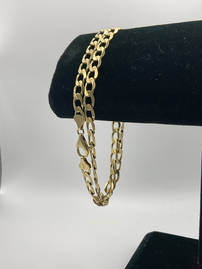 27.2g 10k Yellow Gold Chain, 20in, 7mm, Beveled Curb Link