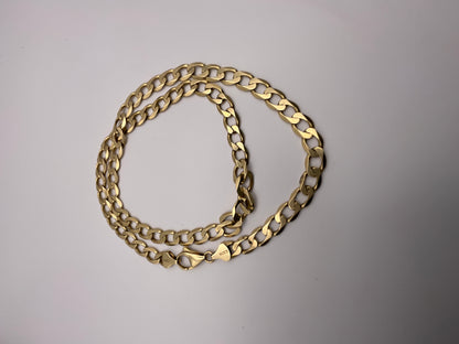 27.2g 10k Yellow Gold Chain, 20in, 7mm, Beveled Curb Link