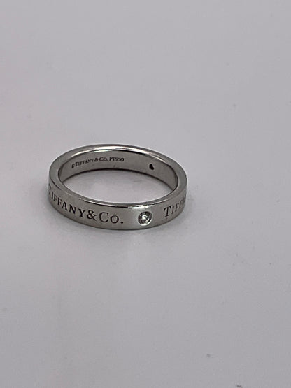 7.5g .950 Platinum TIFFANY & CO Diamond Band 4mm Size 8