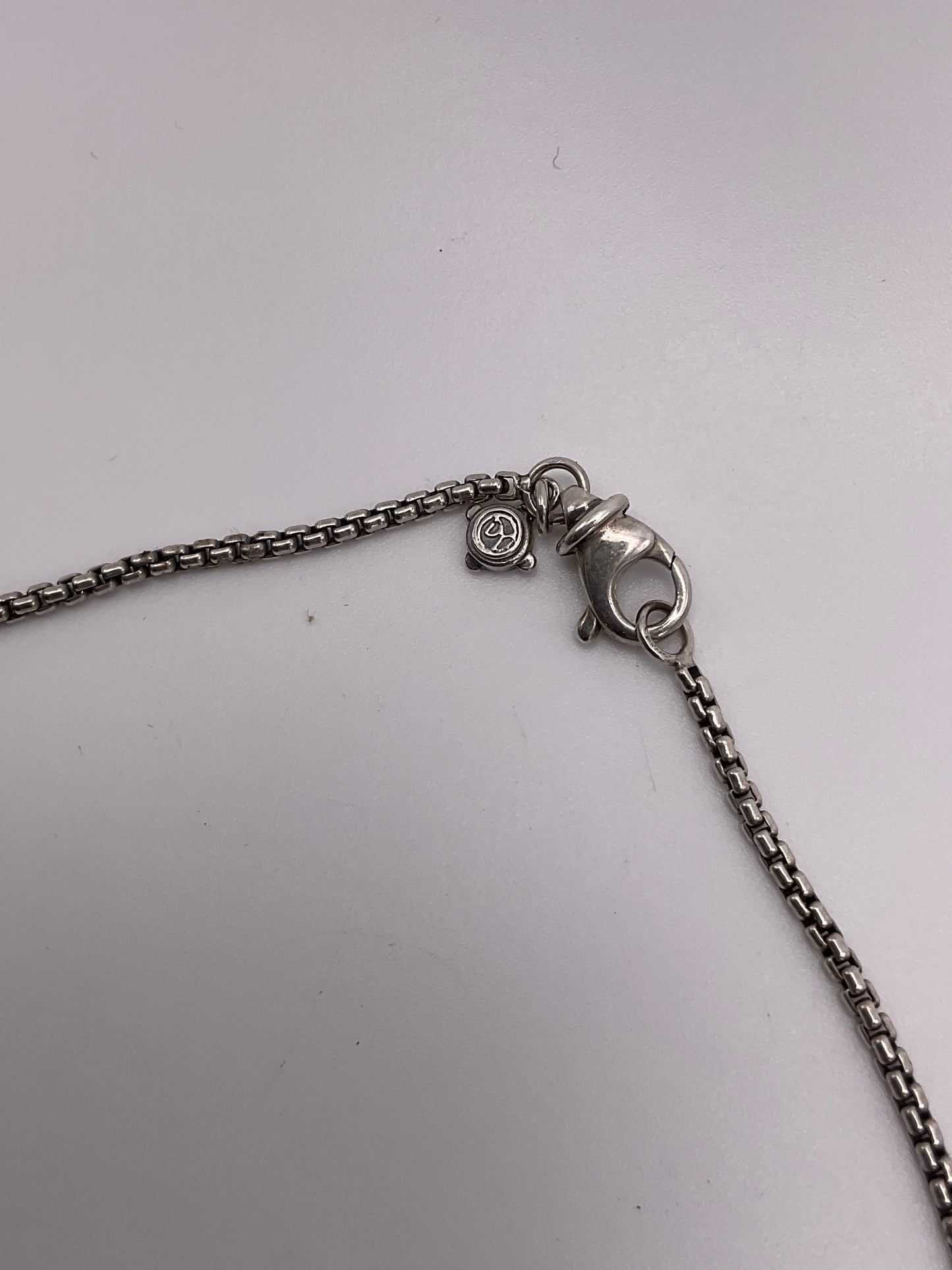 9.0g .925 David Yurman Sterling Silver Diamond Box Chain Knot Necklace