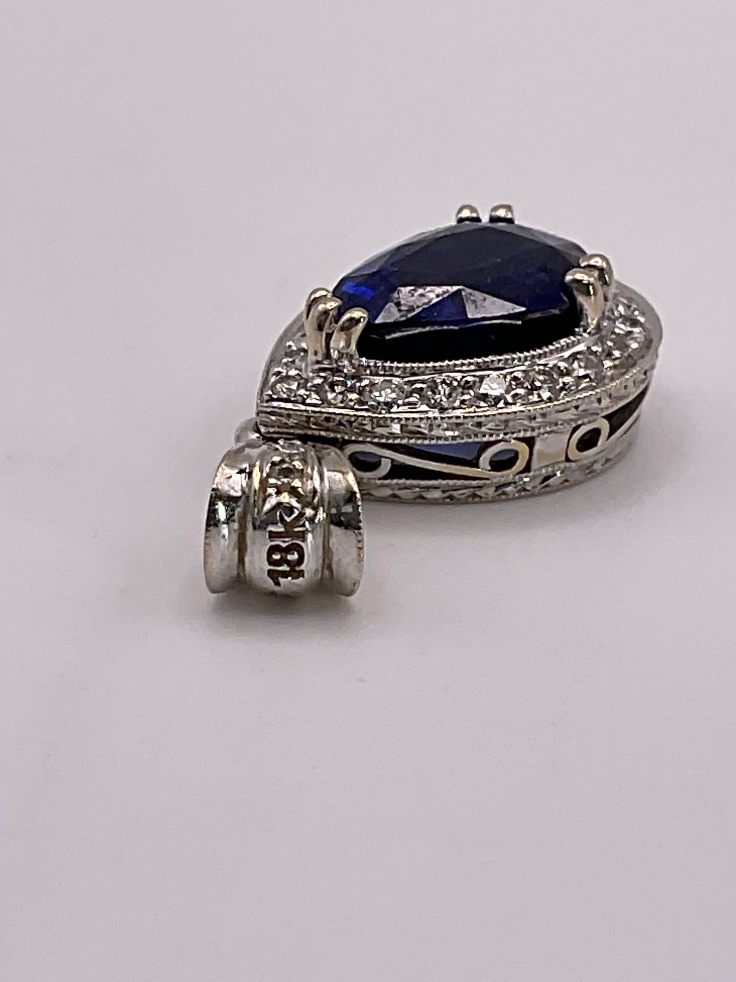 3.6g 18k WG COAST Sapphire/Diamond Pendant