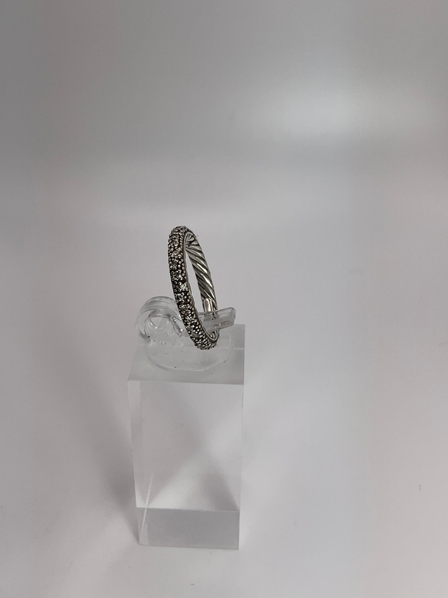 2.9g .925 David Yurman Midnight Melange Sterling Silver Band Pave Diamonds Size 4.75