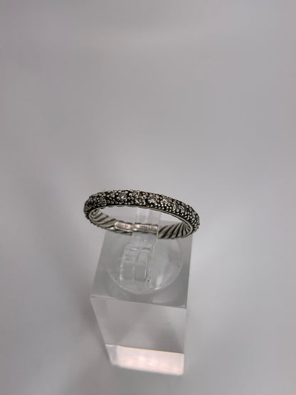 2.9g .925 David Yurman Midnight Melange Sterling Silver Band Pave Diamonds Size 4.75