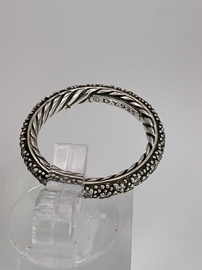 2.9g .925 David Yurman Midnight Melange Sterling Silver Band Pave Diamonds Size 4.75