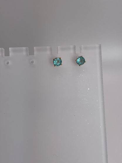 .8g 14k YG Earrings Blue Stones