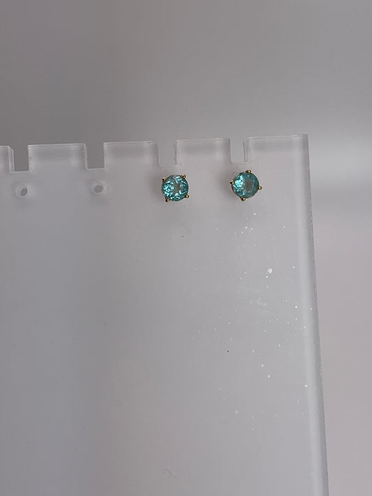 .8g 14k YG Earrings Blue Stones