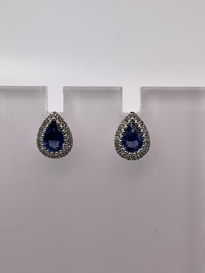 1.6g 14k WG Earrings Sapphire/Diamond