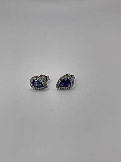 1.6g 14k WG Earrings Sapphire/Diamond