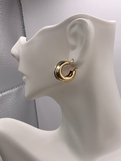 3.7g 14k Two Tone Hoop Earrings