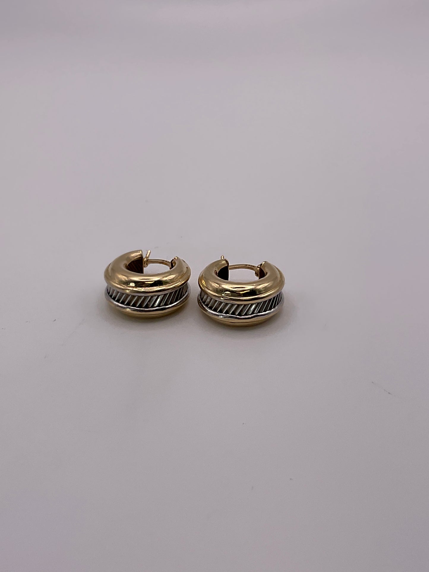 3.7g 14k Two Tone Hoop Earrings