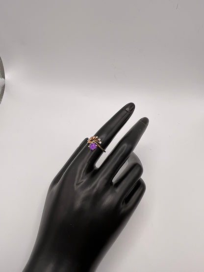 2.5g 10k YG Purple Gemstone Ring Size 6