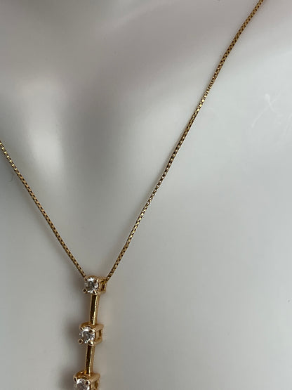 1.8g 14kt YG Necklace Box Link Diamond 18"