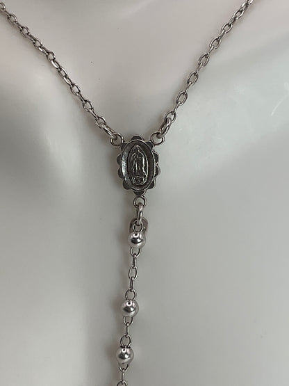 7.7g 10k WG Rosary Necklace 30"