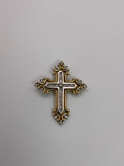 3.7g 14k Two Toned Diamond Cross Pendant