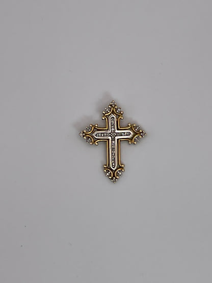 3.7g 14k Two Toned Diamond Cross Pendant